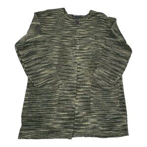 Bebetta Ballinger Women’s Olive Marled Knit One Button Open Front Sweater XL